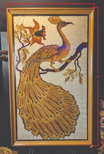 Original Vintage Peacock Silk Watercolor Painting - Picture 1 of 6