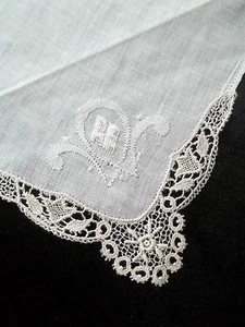 Vintage Wedding Embroidery & Applique Hankie Emb Handkerchief Bridal Hanky 372 - Picture 1 of 8