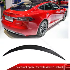 2012-2025 Matte Carbon Fit For Tesla Model S V Type Rear Trunk Spoiler Lip - Foto 1 di 6