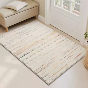 Small Area Rug-2x3 Entryway Rug Non Slip Washable Low Pile Indoor Door Mat Neutr - Picture 1 of 7