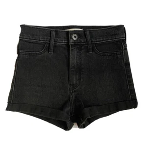 Abercrombie Kids Black Mid High Rise Denim Shorts Size 12 Youth Petite Pockets  - Picture 1 of 5