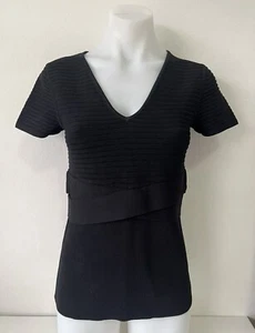 Witchery | Black Short Sleeve Knitwear Crepe Knit Ladies Top | Size Medium - Picture 1 of 8