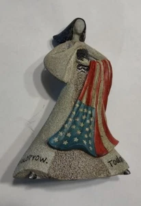 Artstone by Carson "FREEDOM" Figurine 7" Beautiful Figurine HoldingAmerican Flag - Picture 1 of 4