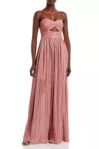 Vestido Aqua Metálico a Rayas Recortado Rosa Combo Talla L - Imagen 1 de 1