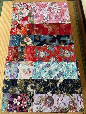 Japanese Fabric Scrap Set Traditional  Patterns 100% Cotton flower Lot 35pcs - Image 1 of 4
