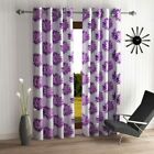 2 Piece Floral Purple Eyelet Ringtop Door Window Curtain 9 Feet