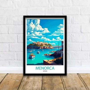 Menorca Spanien Reise Poster Menorca Wandbild Menorca Wohndeko Menorca Illustra - Bild 1 von 10