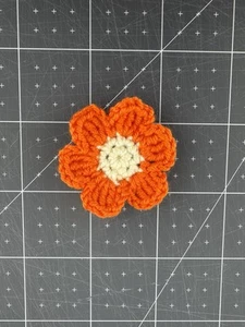 Handmade Crochet Shoe Charm For Crocs - Small Orange Flower - Picture 1 of 1