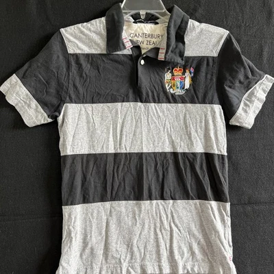 Canterbury Of New Zealand Rugby Striped Mens Medium Polo Played In Heaven Black - Image 1 of 4