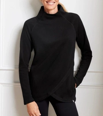 TALBOTS Plus Peso Pluma Polar Envolvente Dobladillo Pullover SUDADERA SUPERIOR Negra 2X Foto 1 de 4