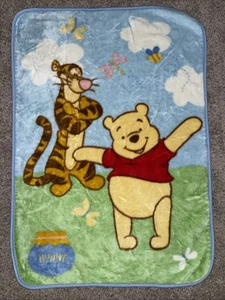 Vintage 90s Winnie the Pooh Tigger Hunny Pot Plush Baby Crib Blanket 30x44" - Picture 1 of 3