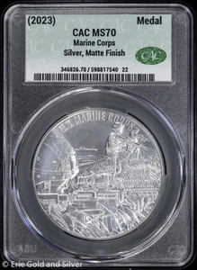 (2023) US Marine Corps Commemorative Silver Medal CAC MS 70 | Matte Finish - Picture 1 of 4