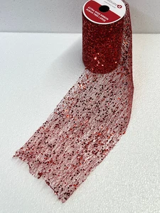 Christmas Celebrate It Extra Wide Red Sparkle Ribbon 5.5” x 6 yds - Picture 1 of 3