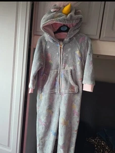 Girls Age 3-4 One Piece Grey Unicorn Night Wear - Picture 1 of 3