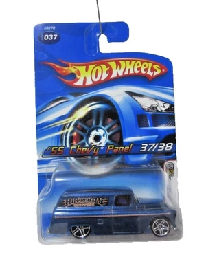 Hot Wheels No037 2006 первое издание 37/38 (1955) '55 синяя CHEVY ПАНЕЛЬ PR5 спицы - Изображение 1 из 2