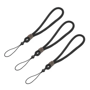 3pcs Phone Wristlet Strap Black Handmade Weaving Short Anti-Theft Cellphone - Picture 1 of 12