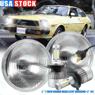 Par de faros LED redondos DRL de 7 pulgadas para Toyota Corolla 1968-1977 haz alto bajo Foto 1 de 4