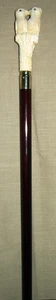 1900's Cane/Walking Stick-Love Birds Carved Bovine Bone Handle W/ Mahogany Shaft - Picture 1 of 9
