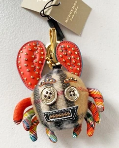$390 Burberry Paul The Crab Studded Bag Charm Stuffed Animal Key Ring Keychain - Picture 1 of 6