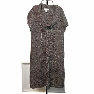 Style&Co Knitted Brown Dress Sz M short Sleeve Cowl Neck pullover small pockets - Picture 1 of 15