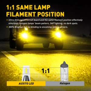 AUXITO H9 H8 H11 LED Fog Light Low Kit Beam Super Bulb Bright 3000K Amber Canbus - Picture 1 of 9