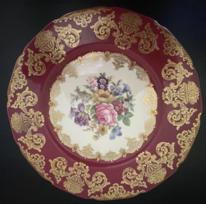 Set 10 Antique Rosenthal Ivory Red Bavaria Dinner Plates Roses Gold Floral Medal - Picture 1 of 5