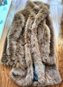 American Style Lapel Collar Fox Fur Mens Faux Fur Overcoat Mid Long Coat Buttons - Picture 1 of 13