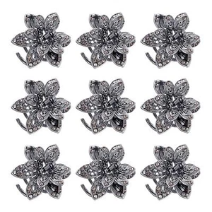 9Pcs Mini Metal Crystal Hair Claws Jaw Clips Clip Accessories for Women Girls - Picture 1 of 48
