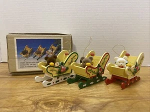 Vintage Christmas Around The World Ornaments X3 Teddy Bear Sleds 54-250 - Picture 1 of 8