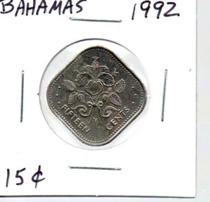 1992 Bahamas 15 Cents Coin - Square Shaped - Circulated - as pictured - Picture 1 of 8
