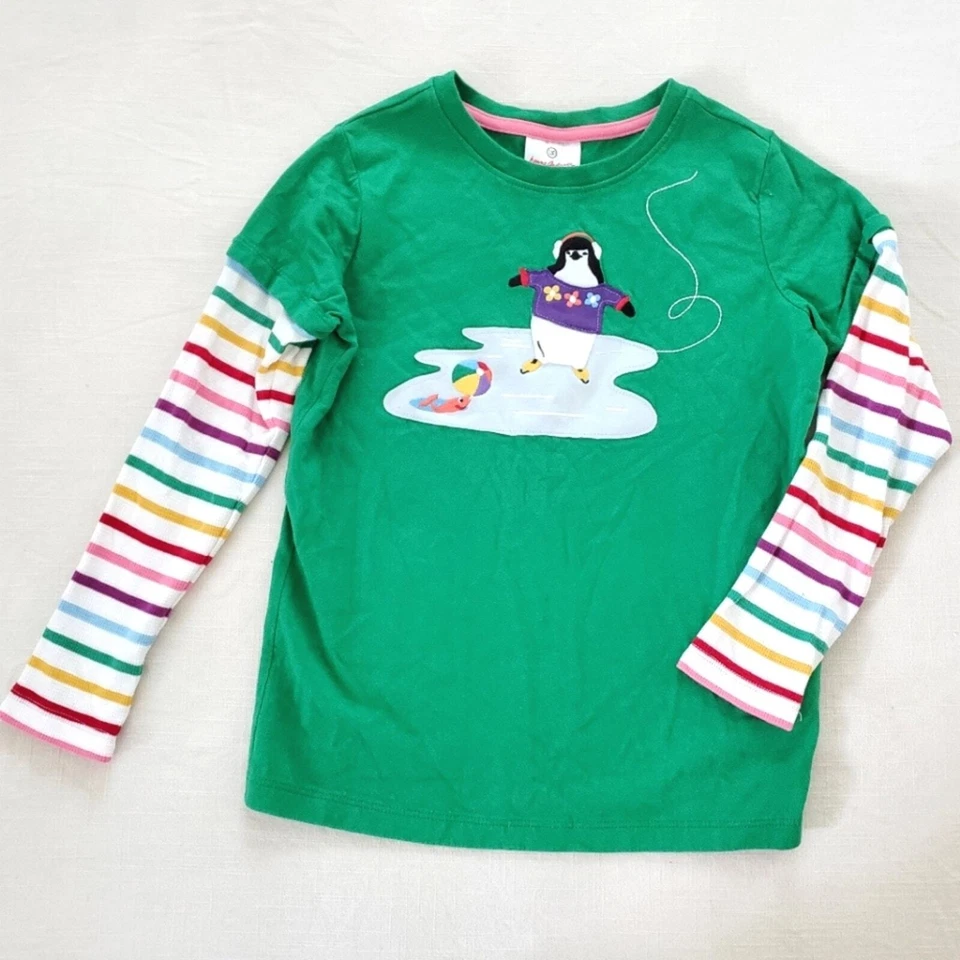 Hanna Andersson penguin rainbow long sleeve shirt 130 kids 8 - Image 1 of 4