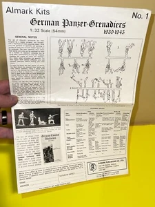 Almark kits 1/32 (54 mm) scale German Panzer Grenadiers 1939-1945 # 1 ~ Manual! - Picture 1 of 5