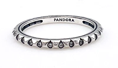 Pandora S 925 ALE Sterling Silver CZ ME Pyramids Ring Size 8.5 - Image 1 of 4
