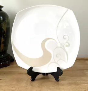 2 Richard Ginori Bone China 12" Cheese Platter White Beige Tan Swirl Scroll - Picture 1 of 7