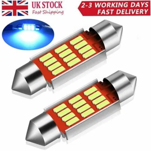 36mm 239 Number Plate Cob Led Blue 6w 272 C5w Reg Light Lamp Bulbs 12v AUXITO - Picture 1 of 9