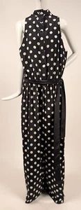 1990’S VINTAGE VICTORIA’S SECRET B + W POLKA DOT JUMPSUIT PANTSUIT - Picture 1 of 7