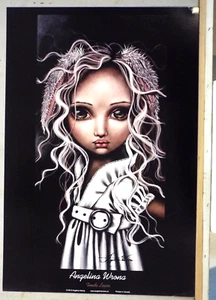 24w"x36H" TIMIDE LAPIN by ANGELINA WRONA - TIMID RABBIT GIRL WHITE DRESS - Picture 1 of 2