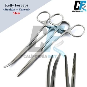 Kelly Hämostatische Verriegelungszange gebogen gerade 14 cm chirurgische Klemmen Präparieren - Bild 1 von 8