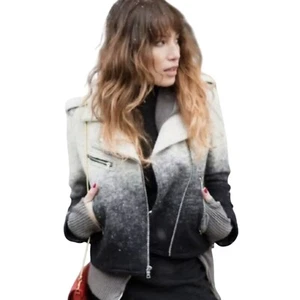 Gap Gray Ombre Wool Blend Moto Jacket Size S - Picture 1 of 7