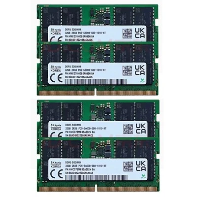 Hynix 128GB (4X32GB) DDR5 5600MHz PC5-44800 SODIMM Memory Ram HMCG88AGBSA092N - Image 1 of 4