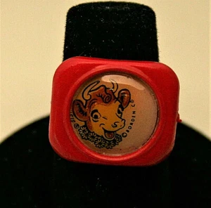 Borden Elsie The Cow Dairy Worlds Fair Ring Set 1960s NOS New Red - Picture 1 of 4