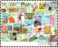 Laos : 600 francobolli diversi Collezione