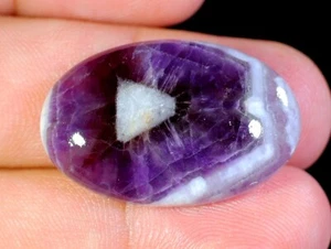 34 CT NATURAL CHEVRON PURPLE AMETHYST LACE AGATE OVAL CABOCHON GEMSTONE BI-329 - Picture 1 of 5