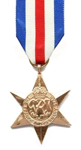 Official France and Germany Star Miniature Medal + Ribbon ( WW2 1944 - 1945 new - Foto 1 di 1