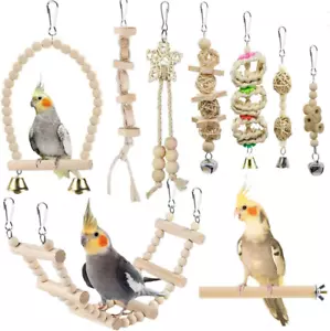 Bird Parrot Swing Toys, Chewing Standing Hanging Perch Hammock Climbing Ladder B - Picture 1 of 12