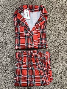 Pat Pat Women's Two Piece Red Plaid Pajama Set Small Long Sleeves & Pants - Picture 1 of 11