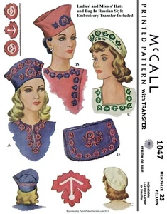 McCall 1047 RUSSIAN Hat Bag Fabric Sewing Pattern Chemo Cancer Alopecia 23" COPY - Bild 1 von 2