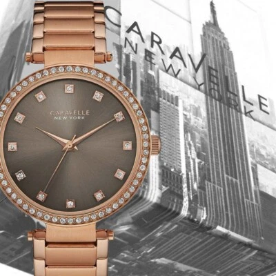 Conjunto de pulseira Caravelle New York 44L211 T-Bar cristal rosa GP 3 anos guar RRP £ 119 - Imagem 1 de 4