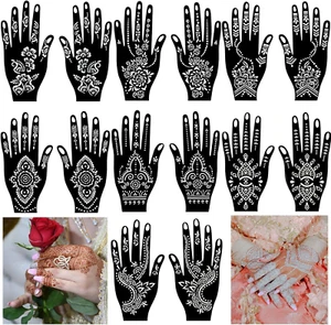 14 Sheets Henna Tattoo Stencils Kit for Hand Body Art, Indian Arabian Temporary - Picture 1 of 12