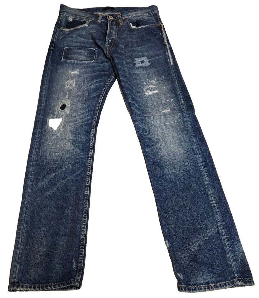 Firetrap Blackseal Mens Jeans Sz 29x31 High Rise Zip Fly Straight Leg Distressed - Image 1 of 4